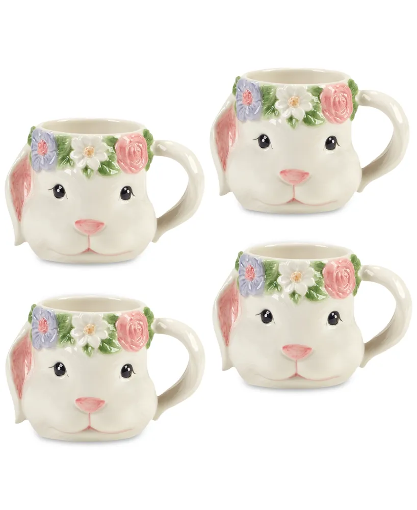 Certified International Easter 3-d Bunny Mugs, Set of 4