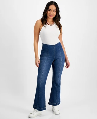 I.n.c. International Concepts Petite Seamed High-Rise Flare-Leg Denim Jeans, Created for Macy's