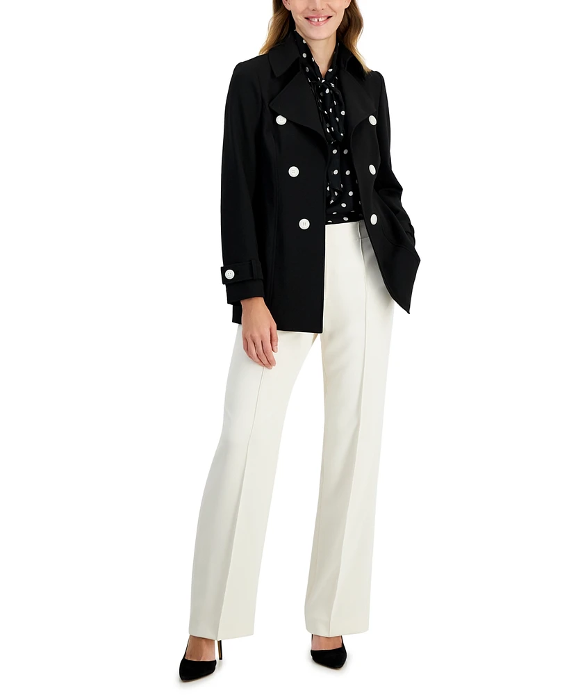 Anne Klein Women's Faux Double-Breasted Trench Coat, Created for Macy's