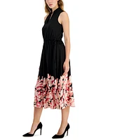 Anne Klein Women's Jenna Floral-Hem Drawstring-Waist Midi Dress