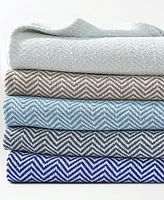 Melange Home Herringbone Cotton Blanket, King