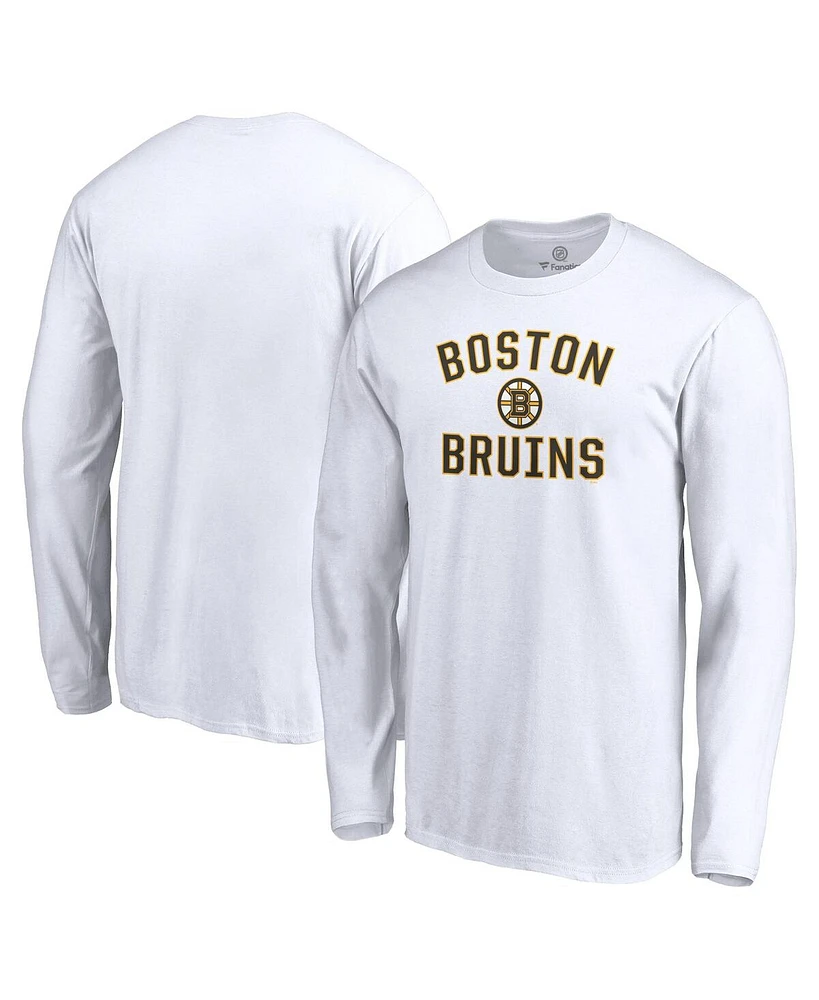 Men's Fanatics White Boston Bruins Victory Arch Long Sleeve T-shirt