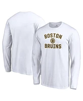 Men's Fanatics White Boston Bruins Victory Arch Long Sleeve T-shirt