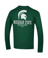 Men's Champion Green Michigan State Spartans Team Stack Long Sleeve T-shirt