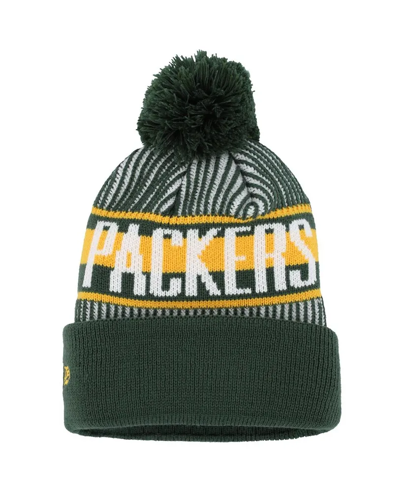 Youth Boys New Era Green Green Bay Packers Striped Cuffed Knit Hat with Pom