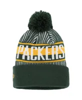 Youth Boys New Era Green Green Bay Packers Striped Cuffed Knit Hat with Pom