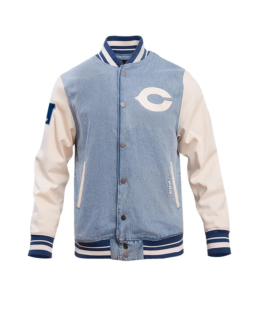 Men's Pro Standard Denim Distressed Chicago Bears Varsity Blues Full-Snap Jacket