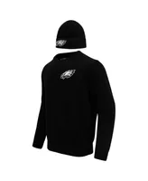 Men's Pro Standard Black Philadelphia Eagles Crewneck Pullover Sweater and Cuffed Knit Hat Box Gift Set