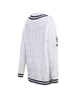 Women's Pro Standard White Dallas Cowboys Prep V-Neck Pullover Sweater