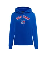 Women's Pro Standard Blue New York Rangers Classic Chenille Pullover Hoodie