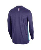 Men's and Women's Jordan Purple Charlotte Hornets 2023/24 Authentic Pregame Long Sleeve Shooting Shirt