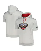 Men's Fanatics Silver, Red New Orleans Pelicans Short Sleeve Pullover Hoodie