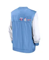 Men's Nike White, Light Blue Minnesota Twins Rewind Warmup V-Neck Pullover Jacket