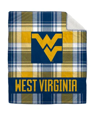 Pegasus Home Fashions West Virginia Mountaineers 50" x 60" Plaid Flannel Sherpa Plush Blanket