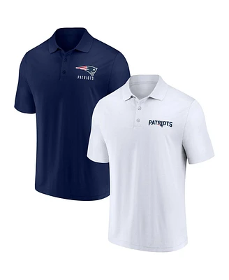 Men's Fanatics White, Navy New England Patriots Lockup Two-Pack Polo Shirt Set