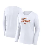 Women's Fanatics White Texas Longhorns Double Team Script Long Sleeve T-shirt