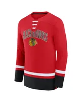 Men's Fanatics Red Chicago Blackhawks Back Pass Lace-Up Long Sleeve T-shirt