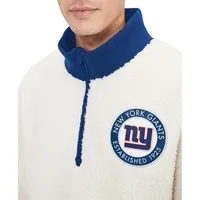 Men's Tommy Hilfiger Cream New York Giants Jordan Sherpa Quarter-Zip Sweatshirt