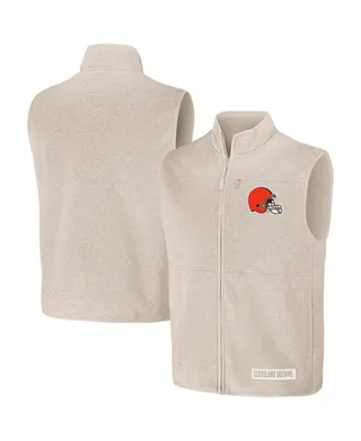 Men's Nfl x Darius Rucker Collection by Fanatics Oatmeal Cleveland Browns Full-Zip Sweater Vest