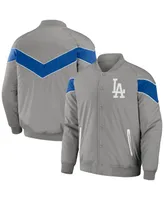 Men's Darius Rucker Collection by Fanatics Gray Los Angeles Dodgers Baseball Raglan Full-Snap Jacket