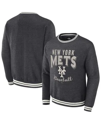 Men's Darius Rucker Collection by Fanatics Heather Charcoal Distressed New York Mets Vintage-Like Pullover Sweatshirt