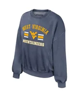 Women's Colosseum Navy West Virginia Mountaineers Audrey Washed Pullover Sweatshirt