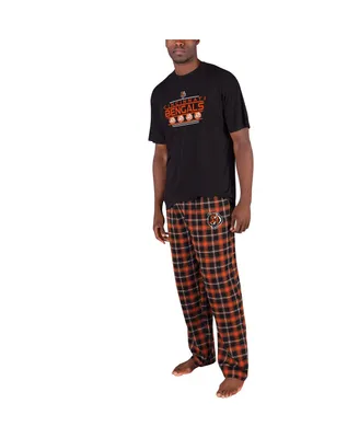Men's Concepts Sport Black, Orange Cincinnati Bengals Arctic T-shirt and Flannel Pants Sleep Set