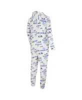 Men's Concepts Sport White Los Angeles Rams Allover Print Docket Union Full-Zip Hooded Pajama Suit