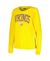 Women's Concepts Sport Purple, Gold Minnesota Vikings Raglan Long Sleeve T-shirt and Shorts Lounge Set