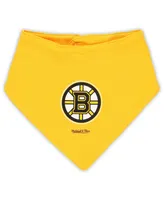 Infant Boys and Girls Mitchell & Ness Gold, Black Boston Bruins Big Score 3-Pack Bodysuit, Bib and Bootie Set