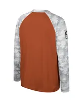 Big Boys Colosseum Burnt Orange, Camo Texas Longhorns Oht Military-Inspired Appreciation Dark Star Raglan Long Sleeve T-shirt