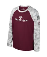 Big Boys Colosseum Maroon/Camo Texas A&M Aggies Oht Military-Inspired Appreciation Dark Star Raglan Long Sleeve T-shirt
