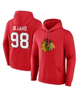 Men's Fanatics Connor Bedard Red Chicago Blackhawks Authentic Stack Name and Number Tri-Blend Pullover Hoodie