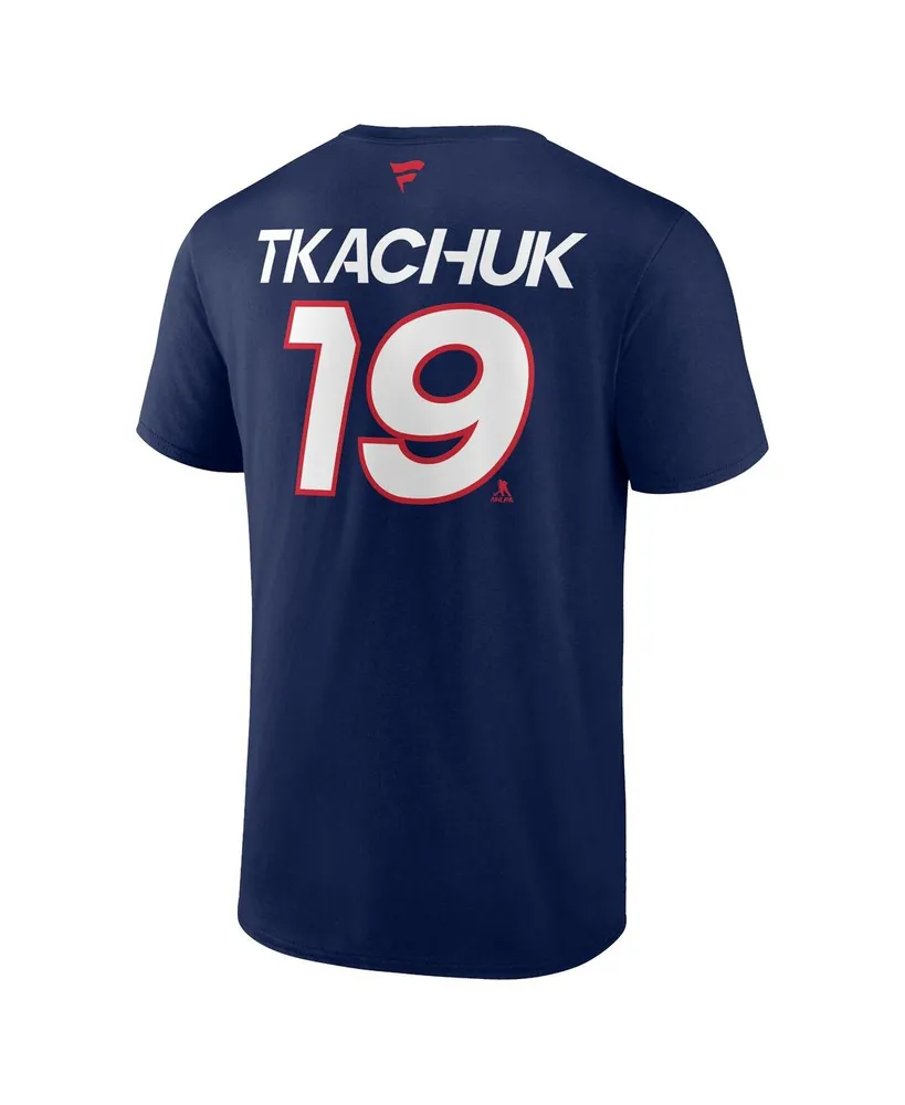 Men's Fanatics Matthew Tkachuk Navy Florida Panthers Authentic Pro Prime Name and Number T-shirt