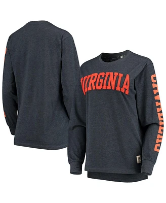 Women's Pressbox Navy Virginia Cavaliers Two-Hit Canyon Long Sleeve T-shirt