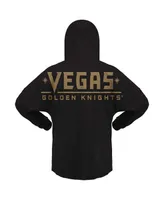 Women's Fanatics Black Vegas Golden Knights Jersey Lace-Up V-Neck Long Sleeve Hoodie T-shirt