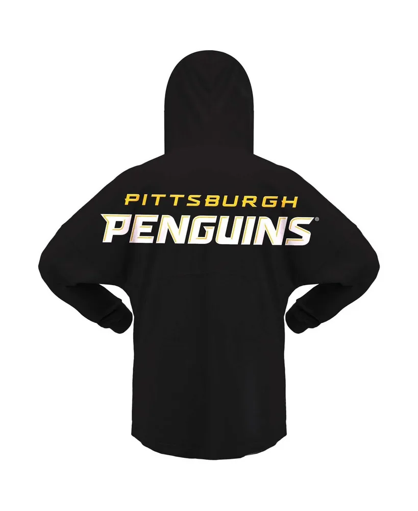 Women's Fanatics Black Pittsburgh Penguins Jersey Lace-Up V-Neck Long Sleeve Hoodie T-shirt