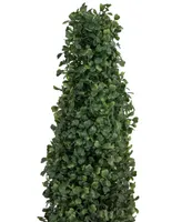 4' Artificial Two-Tone Boxwood Topiary Tree with Round Pot Unlit