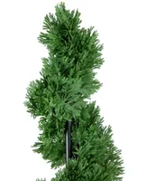 5' Artificial Cedar Spiral Topiary Tree in Black Pot Unlit