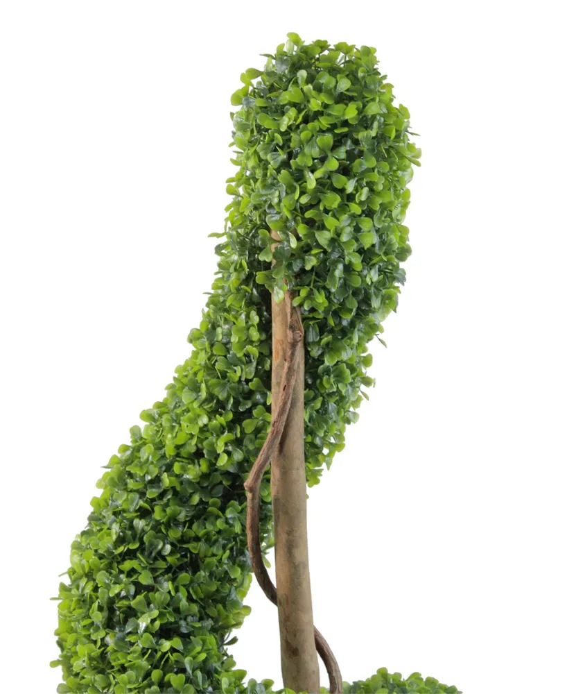 56" Potted Two-Tone Artificial Boxwood Spiral Topiary Tree