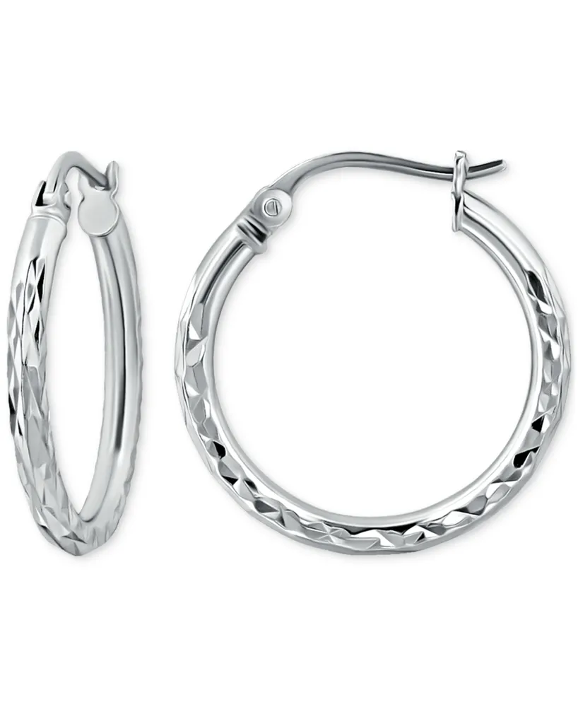 Giani Bernini Textured Tube Small Hoop Earrings in Sterling Silver, 25mm, Created for Macy's