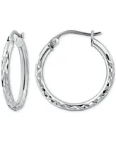 Giani Bernini Textured Tube Small Hoop Earrings in Sterling Silver, 25mm, Created for Macy's