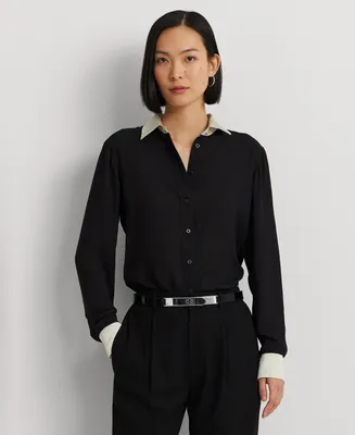 Lauren Ralph Lauren Women's Two-Tone Long-Sleeve Shirt