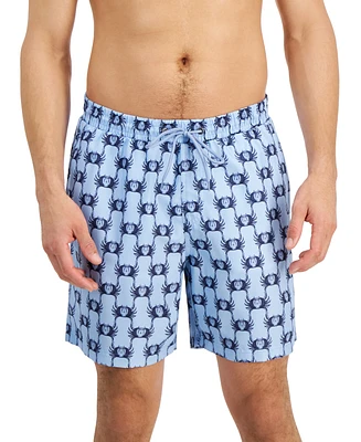 Club Room Men's Crab Toile Printed Quick-Dry 7" Swim Trunks, Created for Macy's