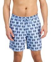 Club Room Men's Crab Toile Printed Quick-Dry 7" Swim Trunks, Created for Macy's