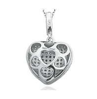 Suzy Levian Sterling Silver Cubic Zirconia Pave Mini Heart Pendant Necklace