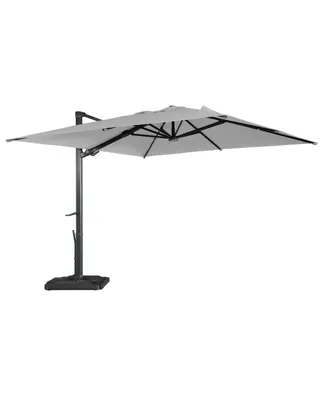 Mondawe 10ft Square Cantilever Solar Led Umbrella with Included Base Stand for Outdoor Sun Shade