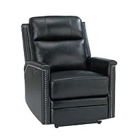 Hulala Home Lidia Modern Genuine Leather Power Recliner with Nailhead Trims