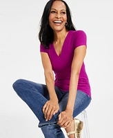 I.n.c. International Concepts Women's Ribbed V-Neck Top, Created for Macy's