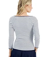 Nautica Jeans Women's Striped Sweetheart-Neck Sweater